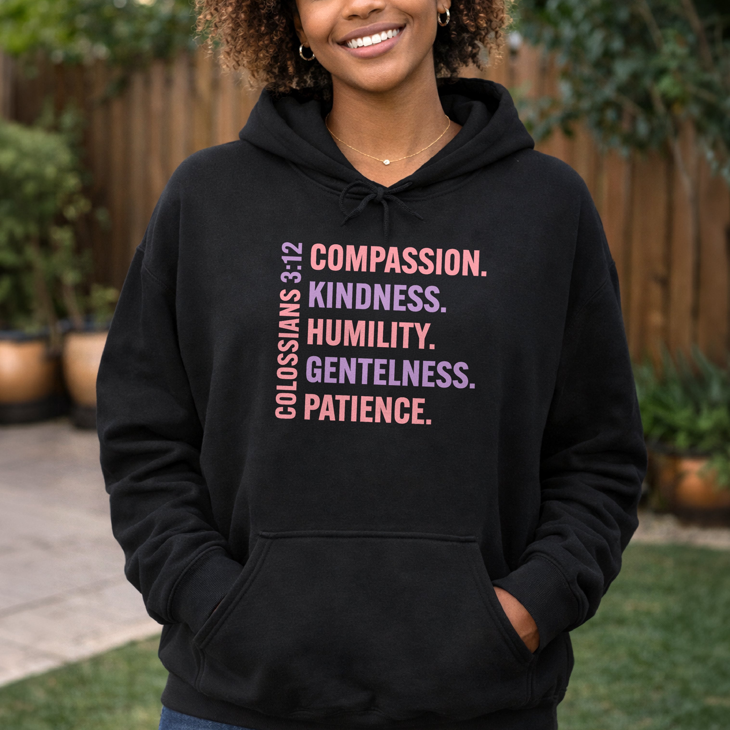 Compassion Kindness Humility Gentleness Patience Colossians 3:12 Christian Hoodie