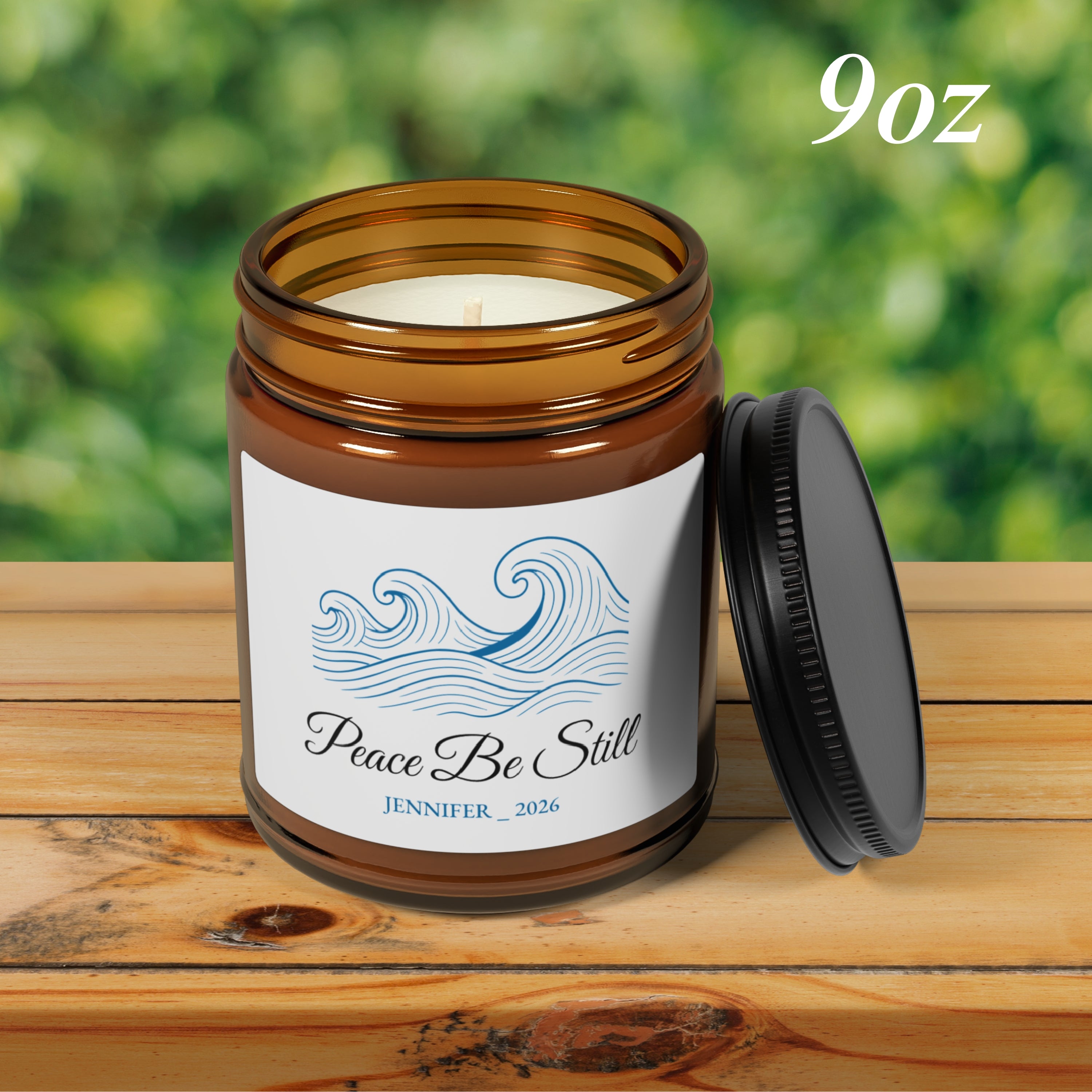 Personalized Peace Be Still Christian Candle Custom Name Faith Gift