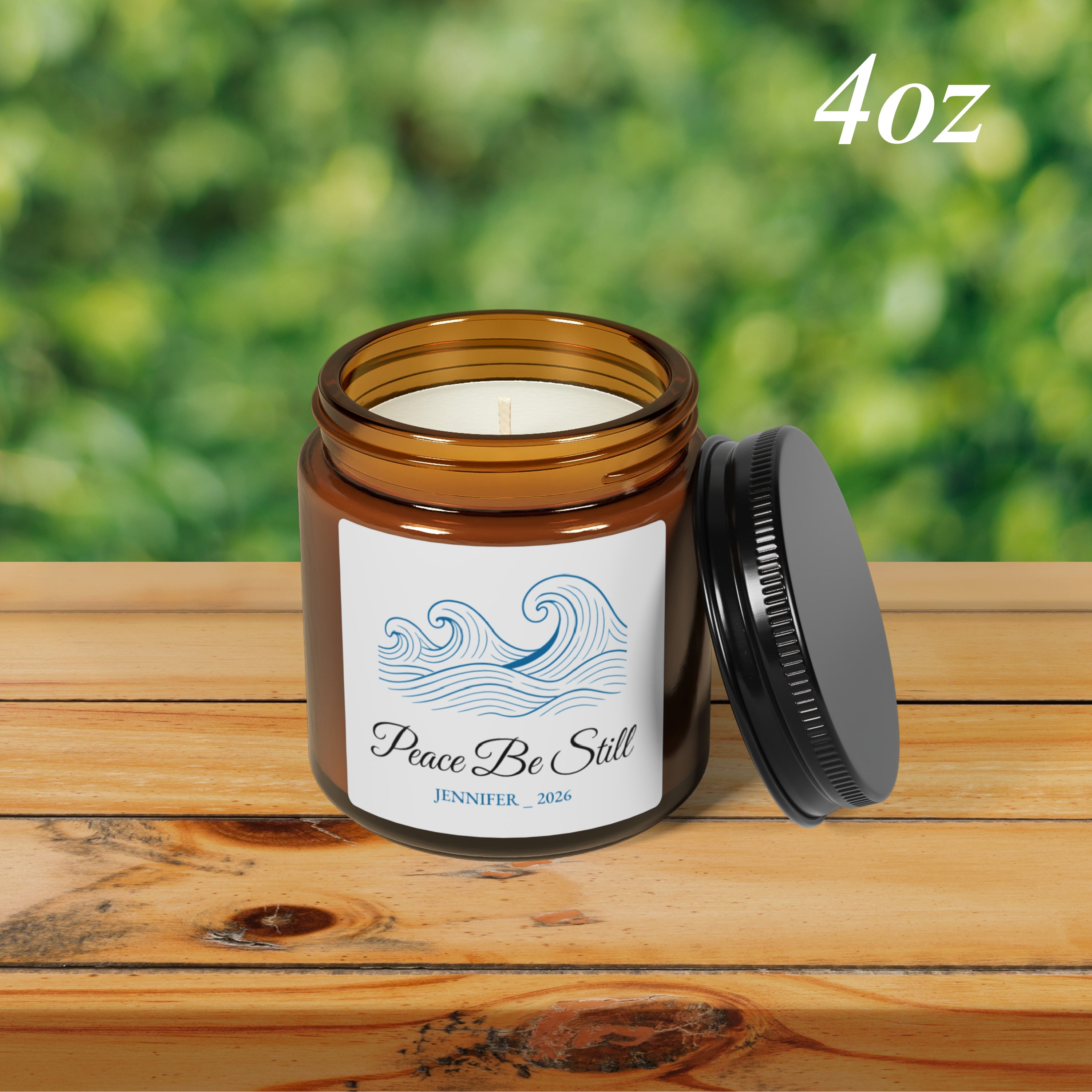 Personalized Peace Be Still Christian Candle Custom Name Faith Gift