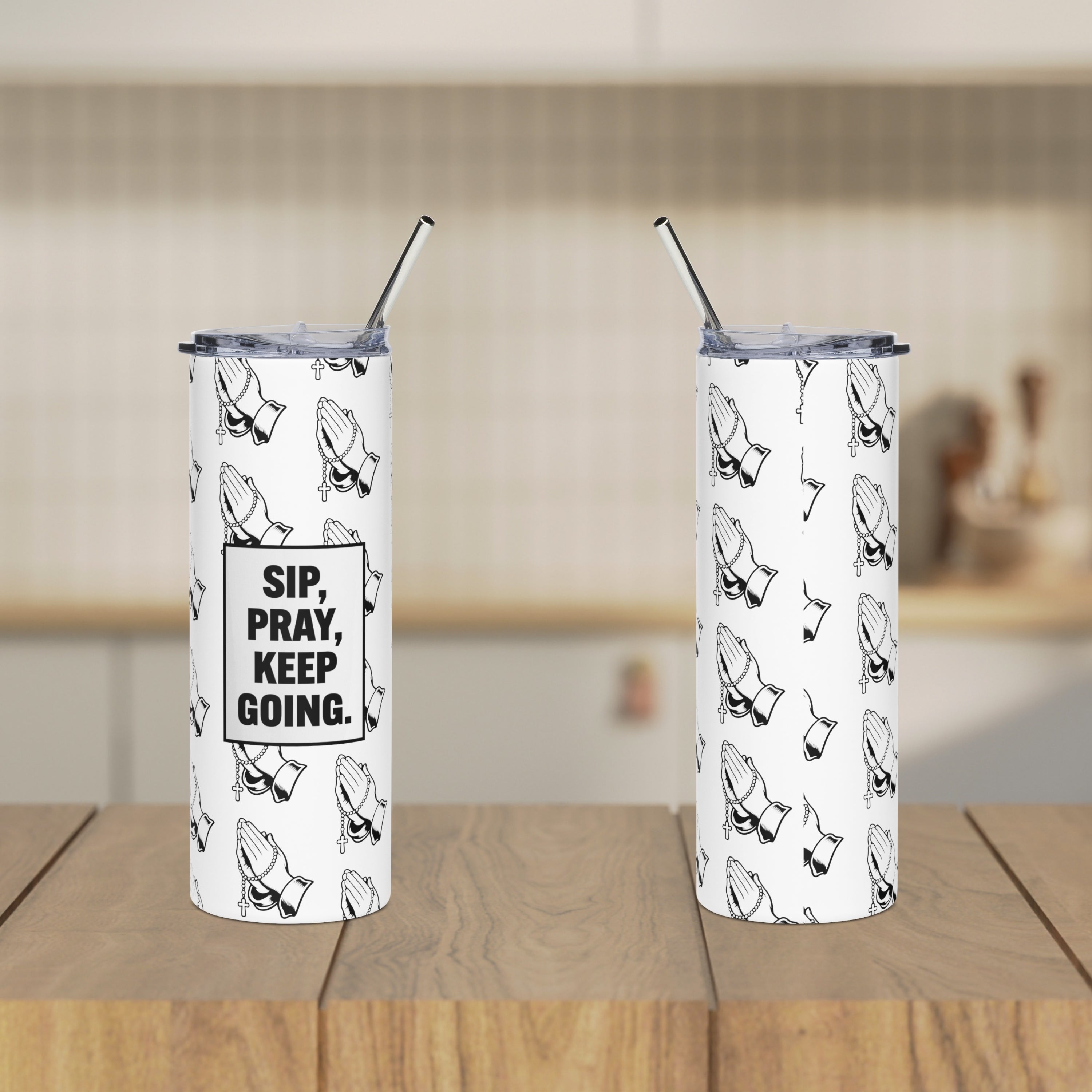 Sip Pray Keep Going Faith & Encouragement Gift Christian 20oz Tumbler