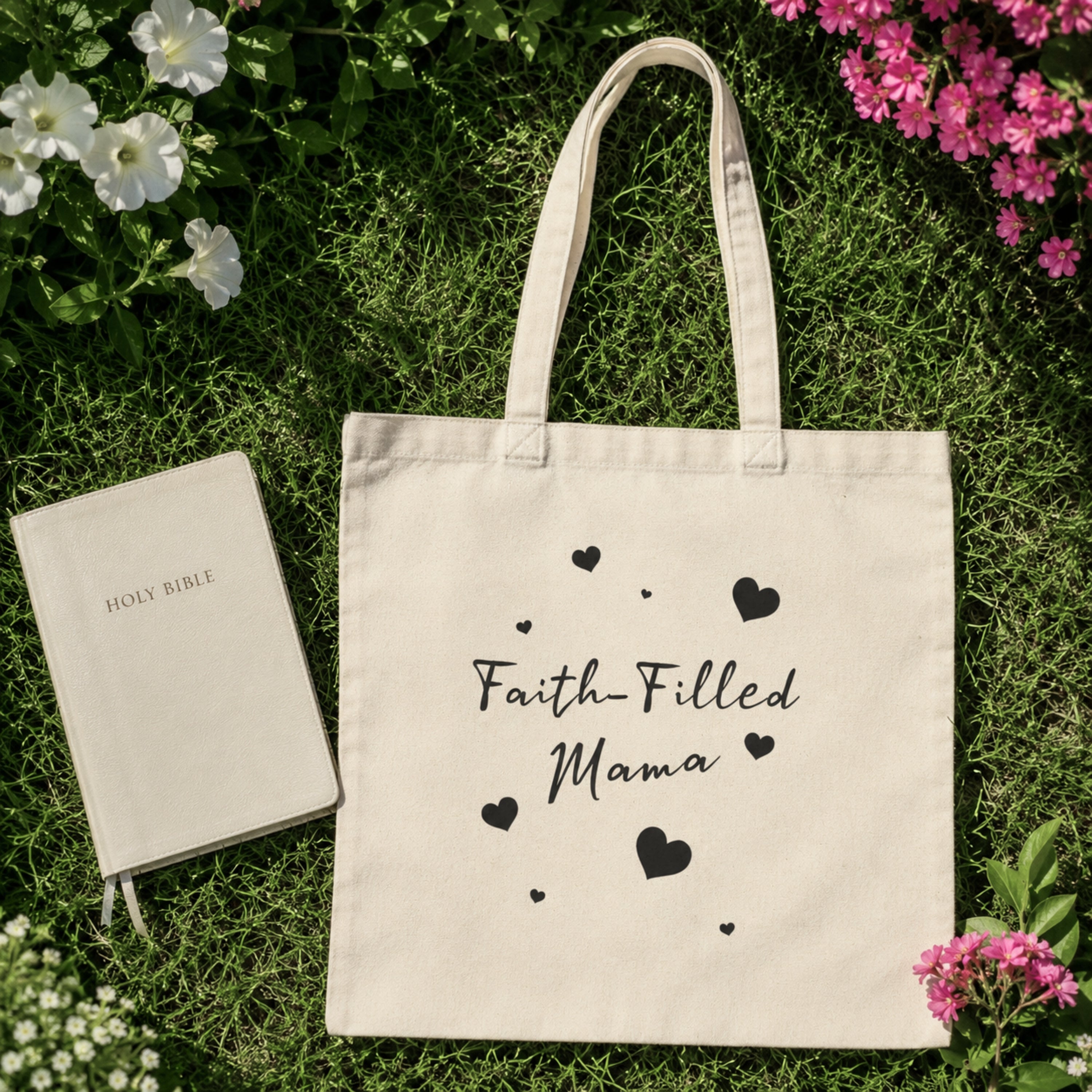 Faith Filled Mama Tote Bag Christian Mom Gift