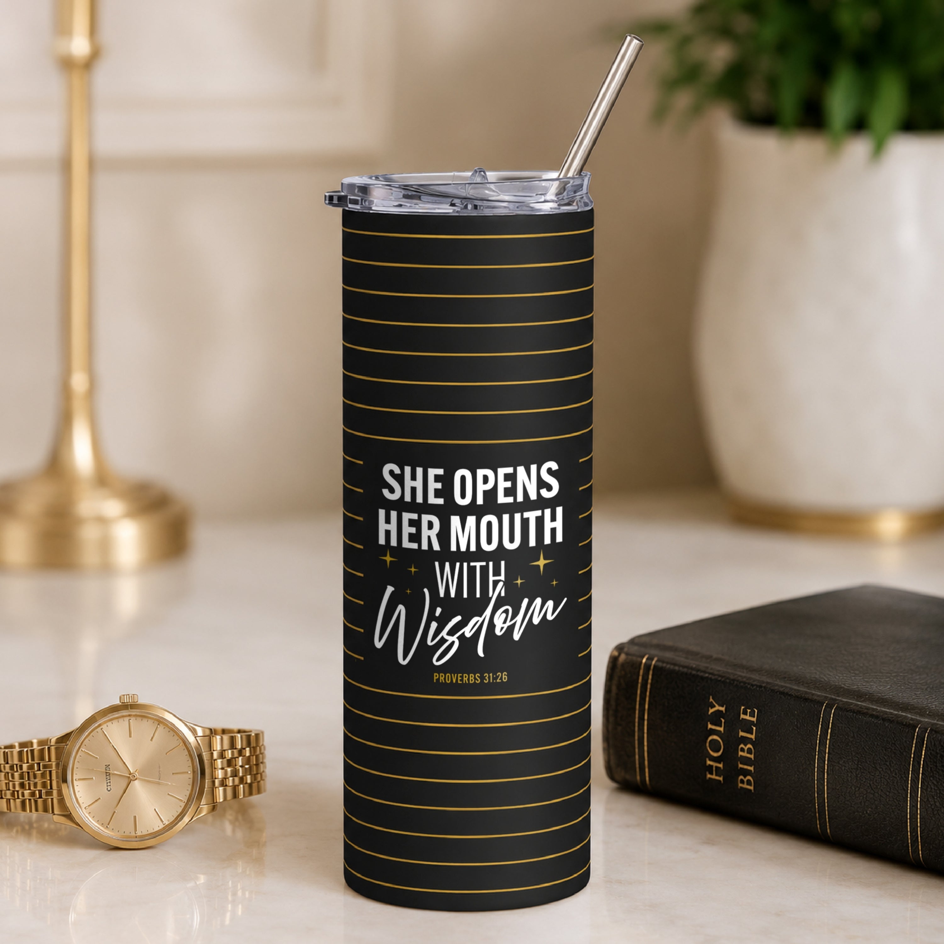 She Opens Her Mouth With Wisdom Christian Mom Gift 20oz Tumbler