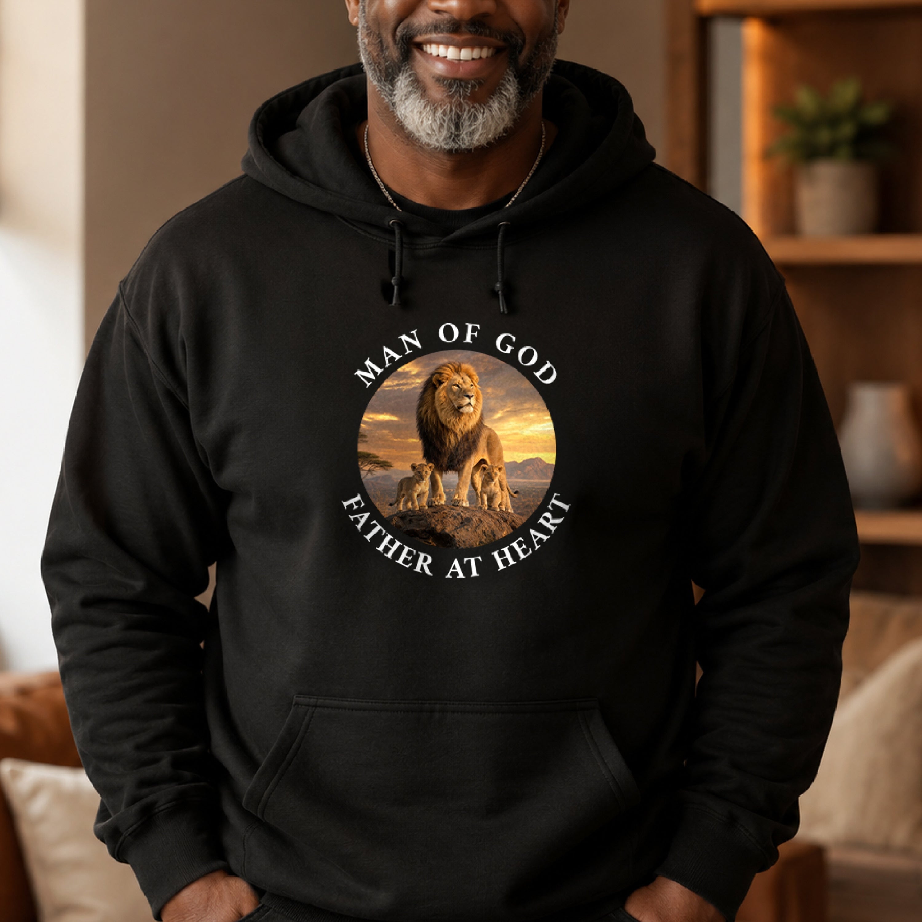 Man of God Father at Heart Christian Dad Gift Hoodie