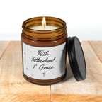 Faith Fatherhood & Grace Christian Candle Gift for Dad