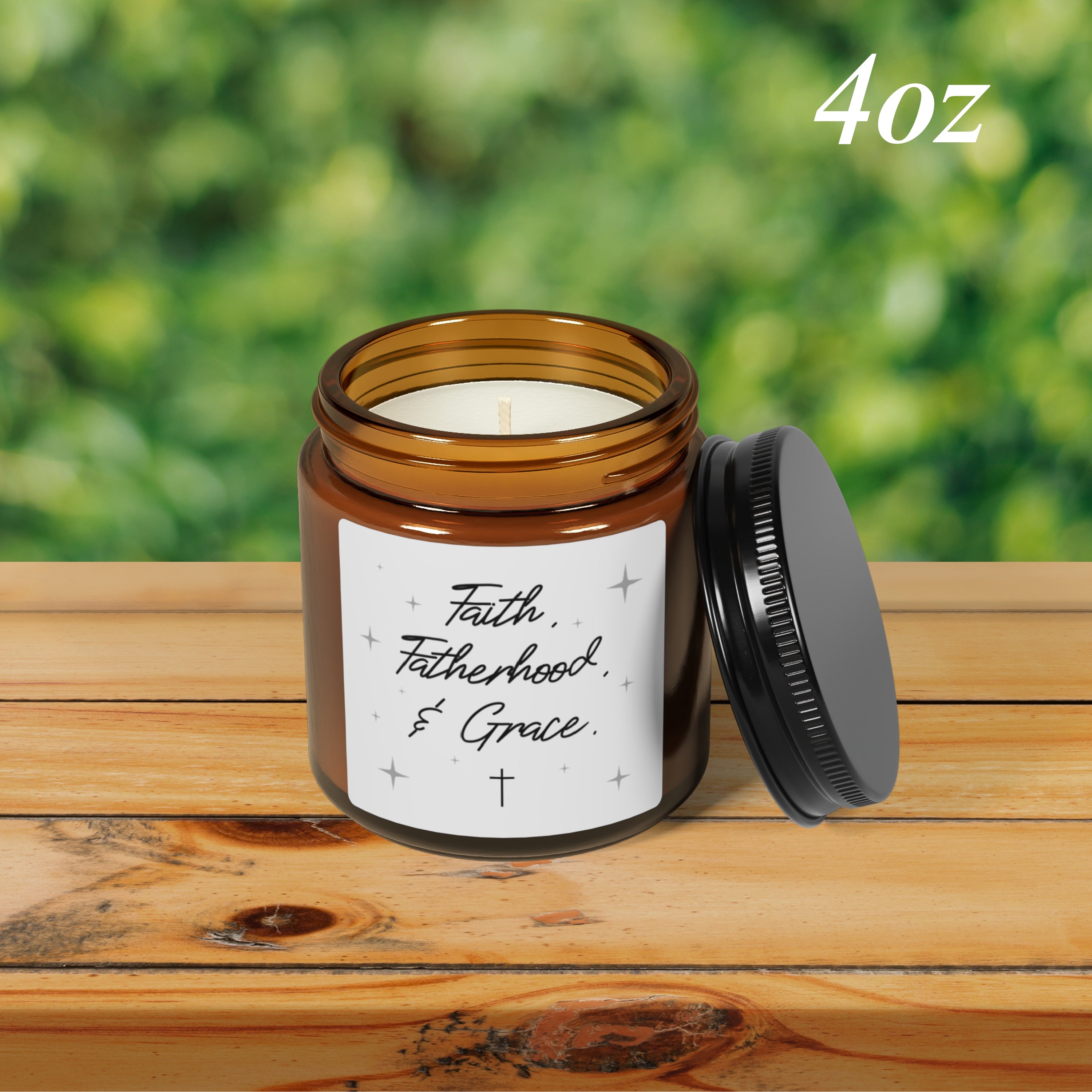 Faith Fatherhood & Grace Christian Candle Gift for Dad