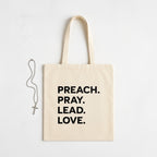 Preach Pray Lead Love Tote Christian Bag Pastor Gift