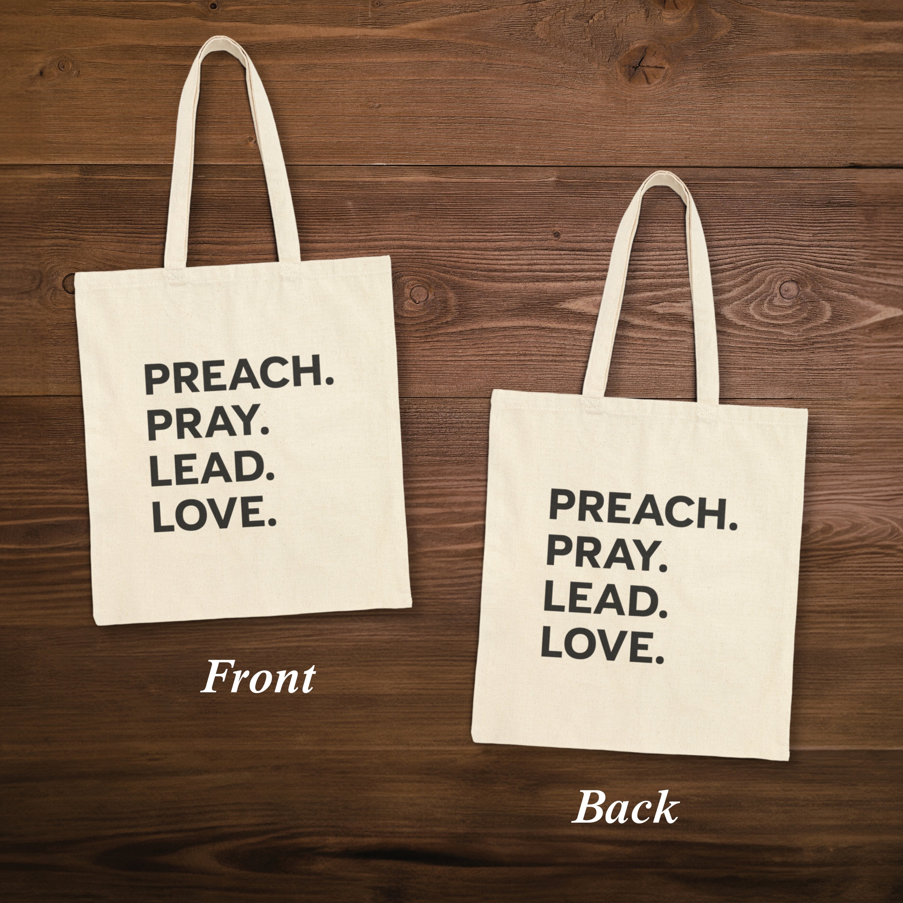 Preach Pray Lead Love Tote Christian Bag Pastor Gift