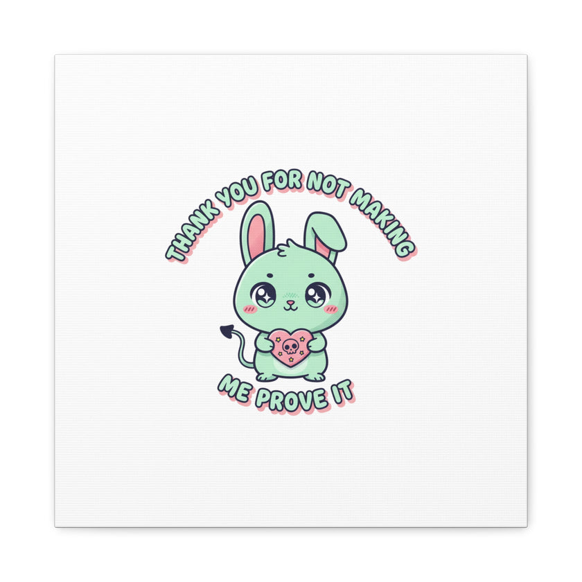 Cute Menacing Bunny Canvas | Soft Threat kawaii, pastel sarcastic art