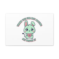 Cute Menacing Bunny Canvas | Soft Threat kawaii, pastel sarcastic art