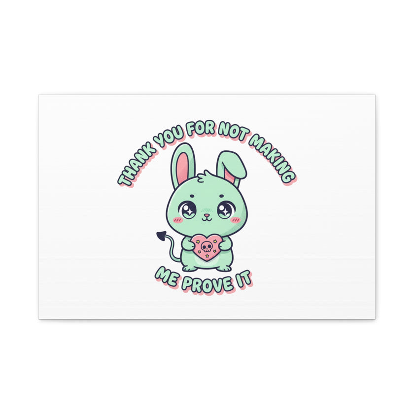 Cute Menacing Bunny Canvas | Soft Threat kawaii, pastel sarcastic art