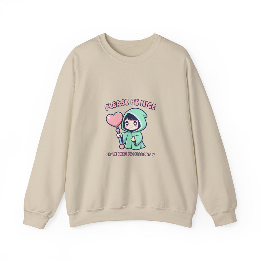 Please Be Nice kawaii threat Sweatshirt | Soft Threat pastel cute menacing