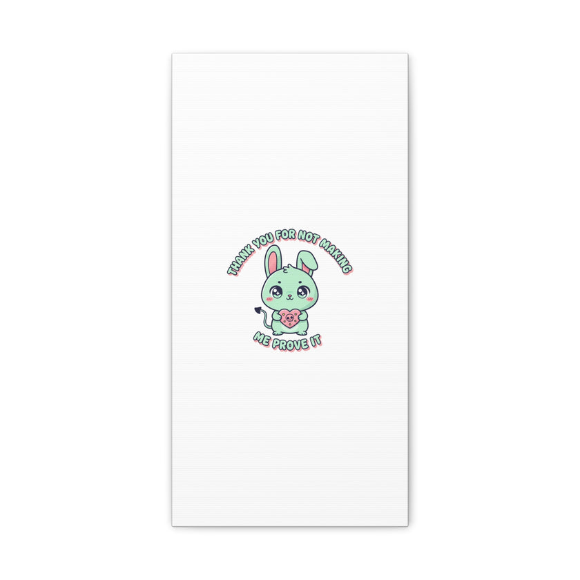 Cute Menacing Bunny Canvas | Soft Threat kawaii, pastel sarcastic art
