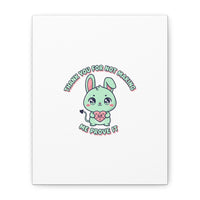 Cute Menacing Bunny Canvas | Soft Threat kawaii, pastel sarcastic art