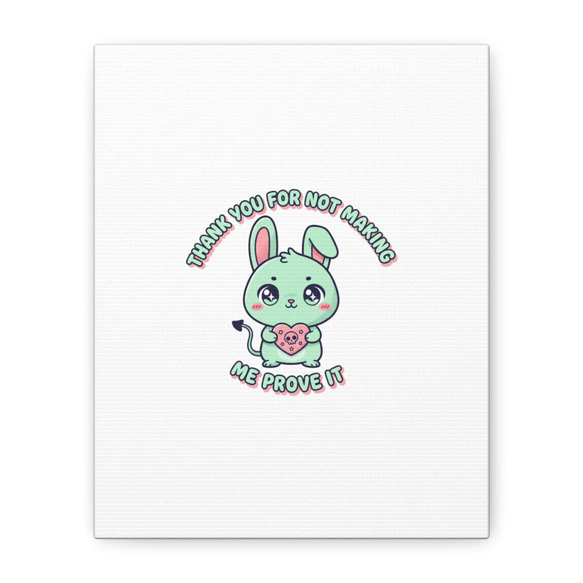 Cute Menacing Bunny Canvas | Soft Threat kawaii, pastel sarcastic art