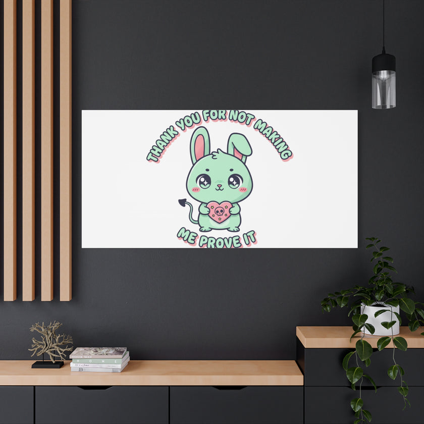 Cute Menacing Bunny Canvas | Soft Threat kawaii, pastel sarcastic art