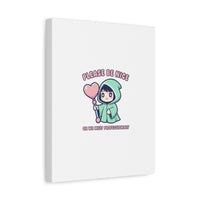 Please Be Nice Kawaii Threat Canvas | pastel cute menacing art