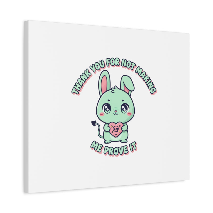 Cute Menacing Bunny Canvas | Soft Threat kawaii, pastel sarcastic art