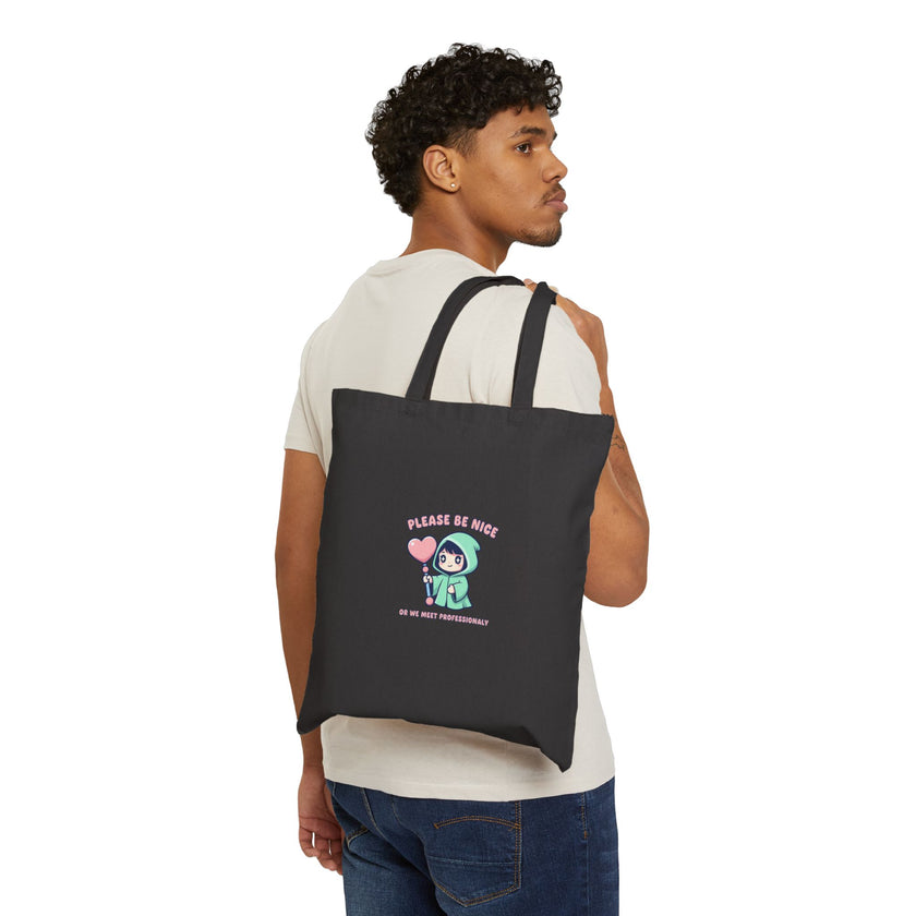 Kawaii Menace Heart Tote | soft threat cute menacing kawaii
