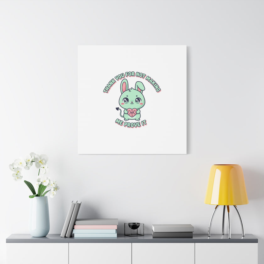 Cute Menacing Bunny Canvas | Soft Threat kawaii, pastel sarcastic art