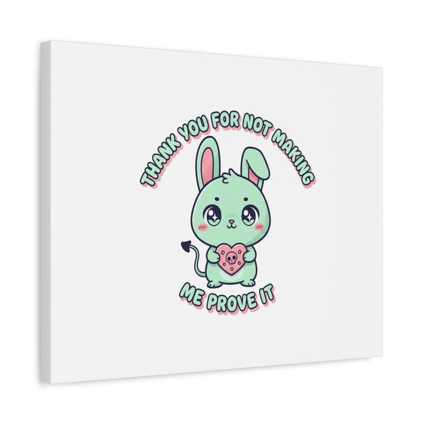 Cute Menacing Bunny Canvas | Soft Threat kawaii, pastel sarcastic art