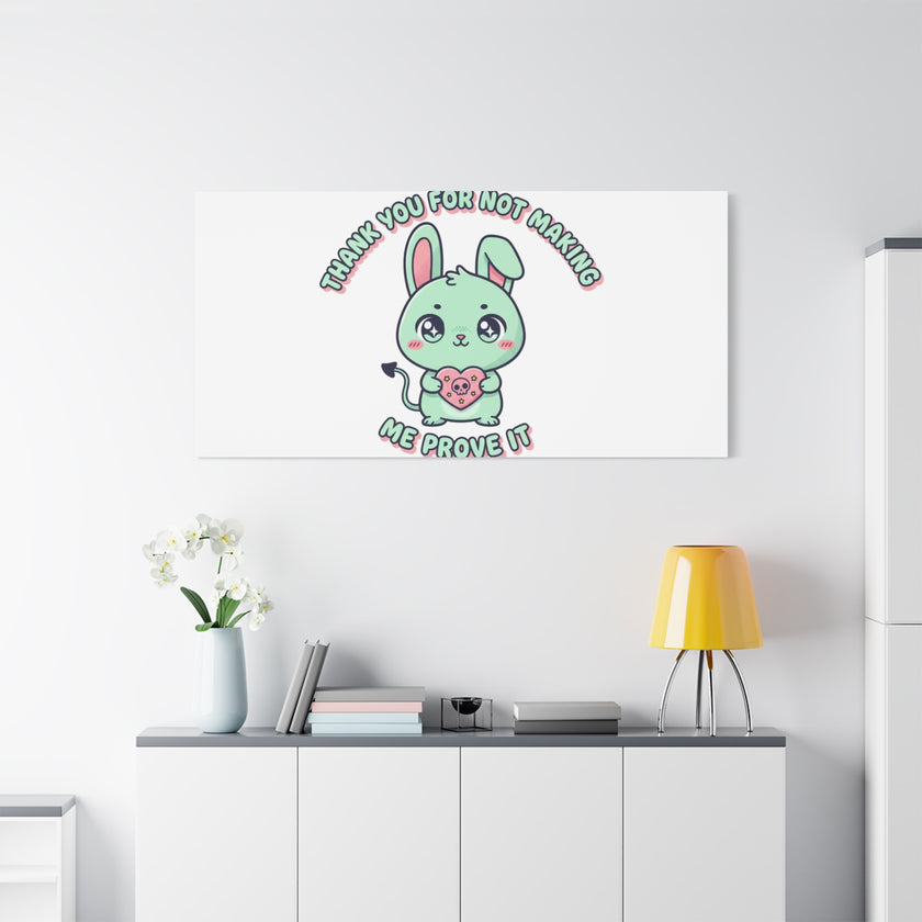 Cute Menacing Bunny Canvas | Soft Threat kawaii, pastel sarcastic art