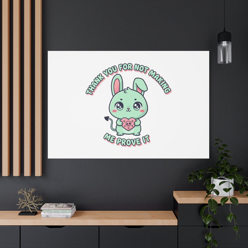 Cute Menacing Bunny Canvas | Soft Threat kawaii, pastel sarcastic art