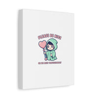 Please Be Nice Kawaii Threat Canvas | pastel cute menacing art