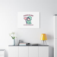 Please Be Nice Kawaii Threat Canvas | pastel cute menacing art