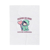 Please Be Nice kawaii threat Velveteen Blanket | Soft Threat pastel cute menacing