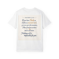 Matthew 17:20 Faith as Small as a Mustard Seed T-Shirt — Inspirational Christian Quote Tee