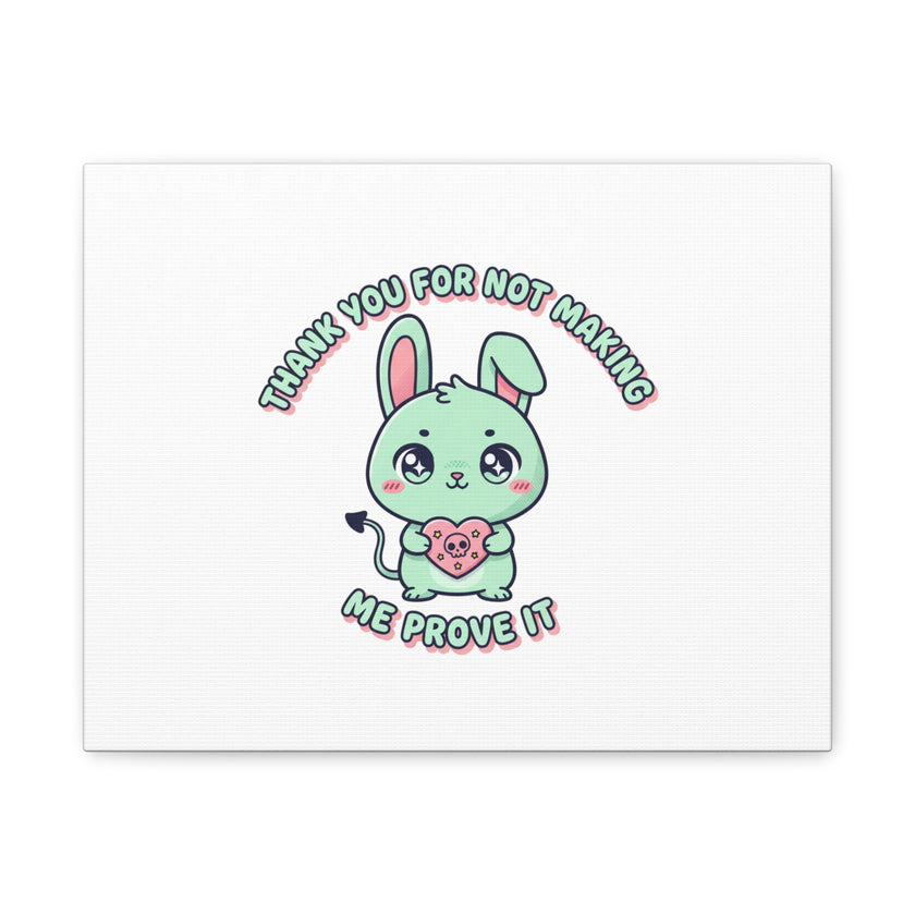 Cute Menacing Bunny Canvas | Soft Threat kawaii, pastel sarcastic art