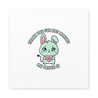 Cute Menacing Bunny Canvas | Soft Threat kawaii, pastel sarcastic art