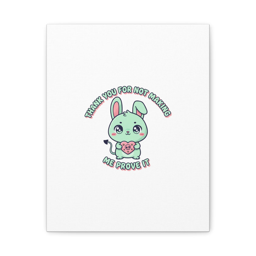 Cute Menacing Bunny Canvas | Soft Threat kawaii, pastel sarcastic art