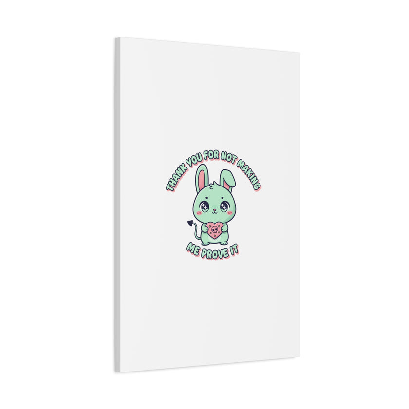 Cute Menacing Bunny Canvas | Soft Threat kawaii, pastel sarcastic art