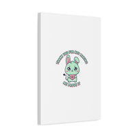 Cute Menacing Bunny Canvas | Soft Threat kawaii, pastel sarcastic art