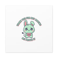 Cute Menacing Bunny Canvas | Soft Threat kawaii, pastel sarcastic art