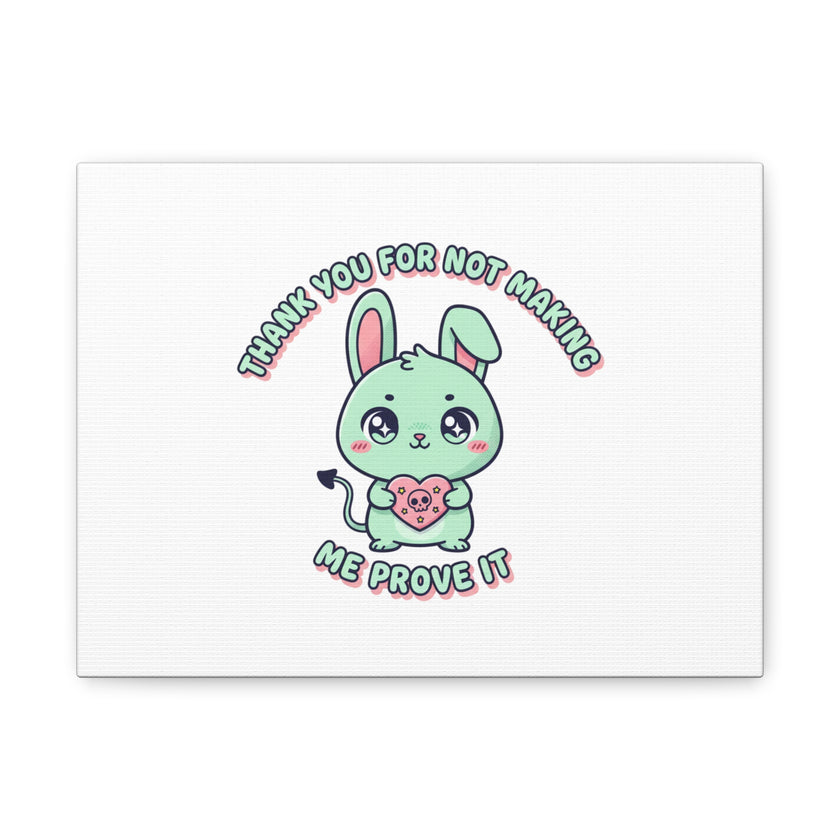 Cute Menacing Bunny Canvas | Soft Threat kawaii, pastel sarcastic art