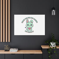 Cute Menacing Bunny Canvas | Soft Threat kawaii, pastel sarcastic art