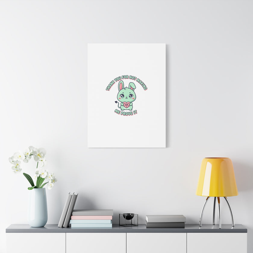 Cute Menacing Bunny Canvas | Soft Threat kawaii, pastel sarcastic art