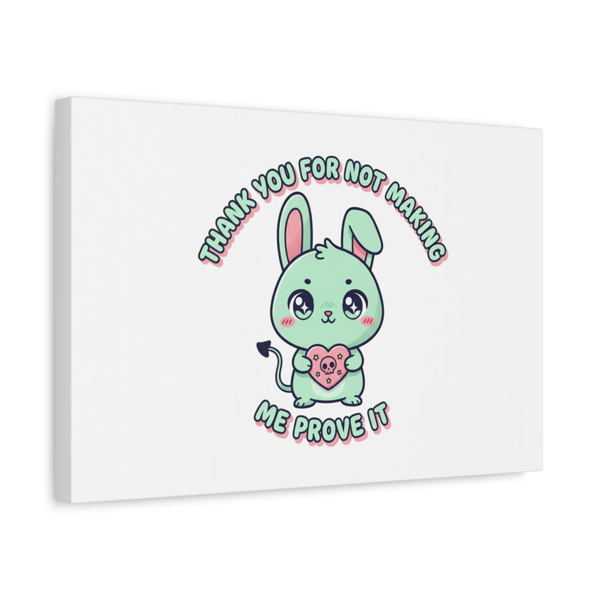 Cute Menacing Bunny Canvas | Soft Threat kawaii, pastel sarcastic art
