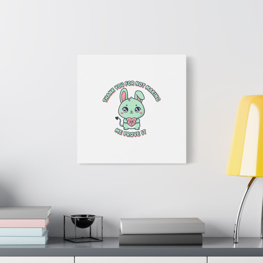 Cute Menacing Bunny Canvas | Soft Threat kawaii, pastel sarcastic art