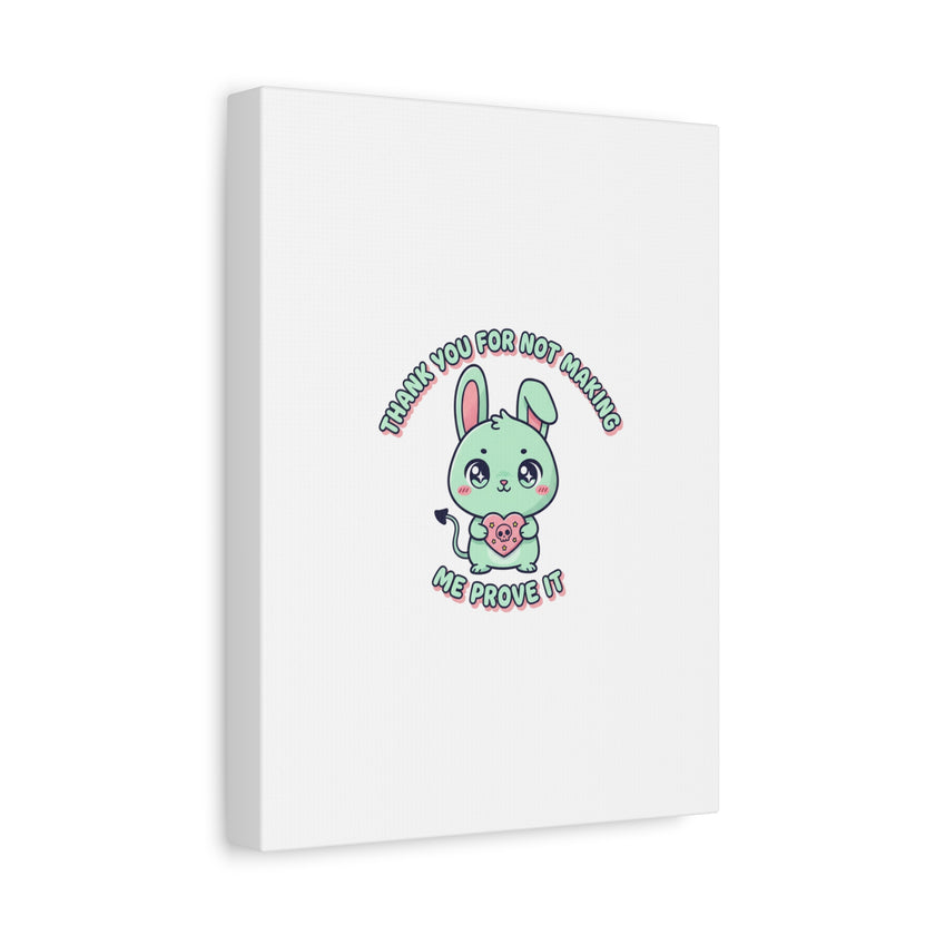 Cute Menacing Bunny Canvas | Soft Threat kawaii, pastel sarcastic art