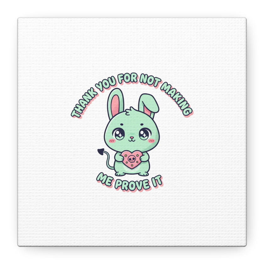 Cute Menacing Bunny Canvas | Soft Threat kawaii, pastel sarcastic art