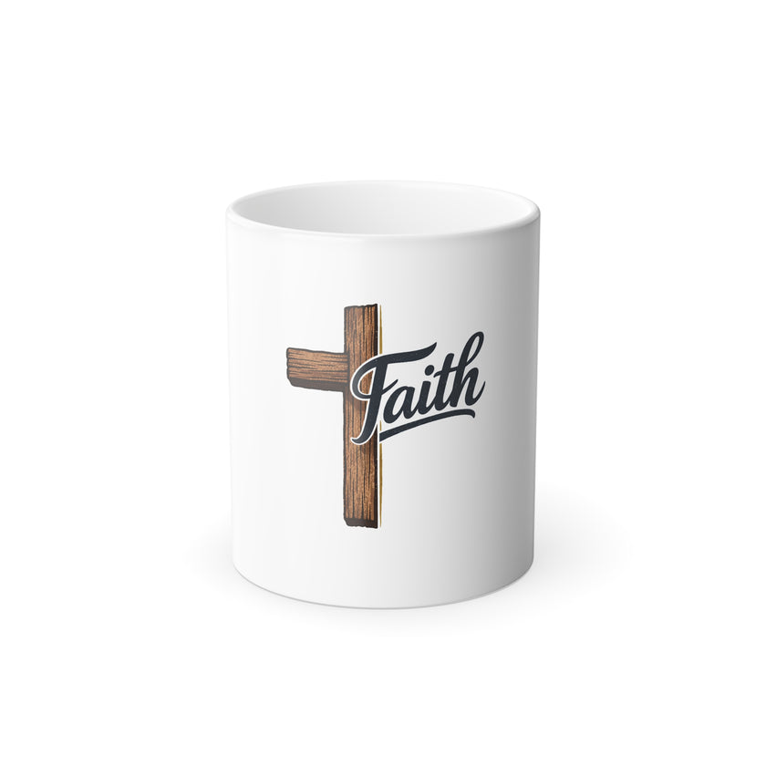 Faith Cross Color-Changing Coffee Mug — 11oz Inspirational Christian Gift