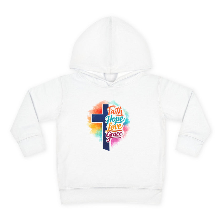 Toddler Hoodie — Faith Hope Love Grace Cross & Deer Pullover