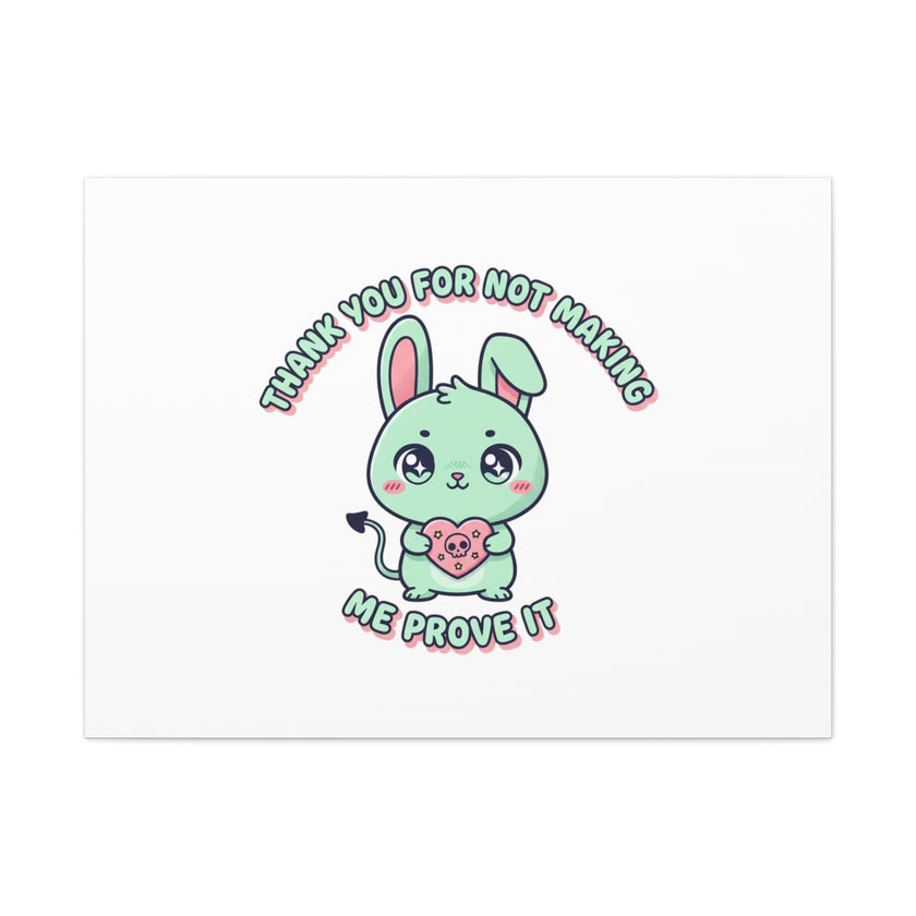 Cute Menacing Bunny Canvas | Soft Threat kawaii, pastel sarcastic art