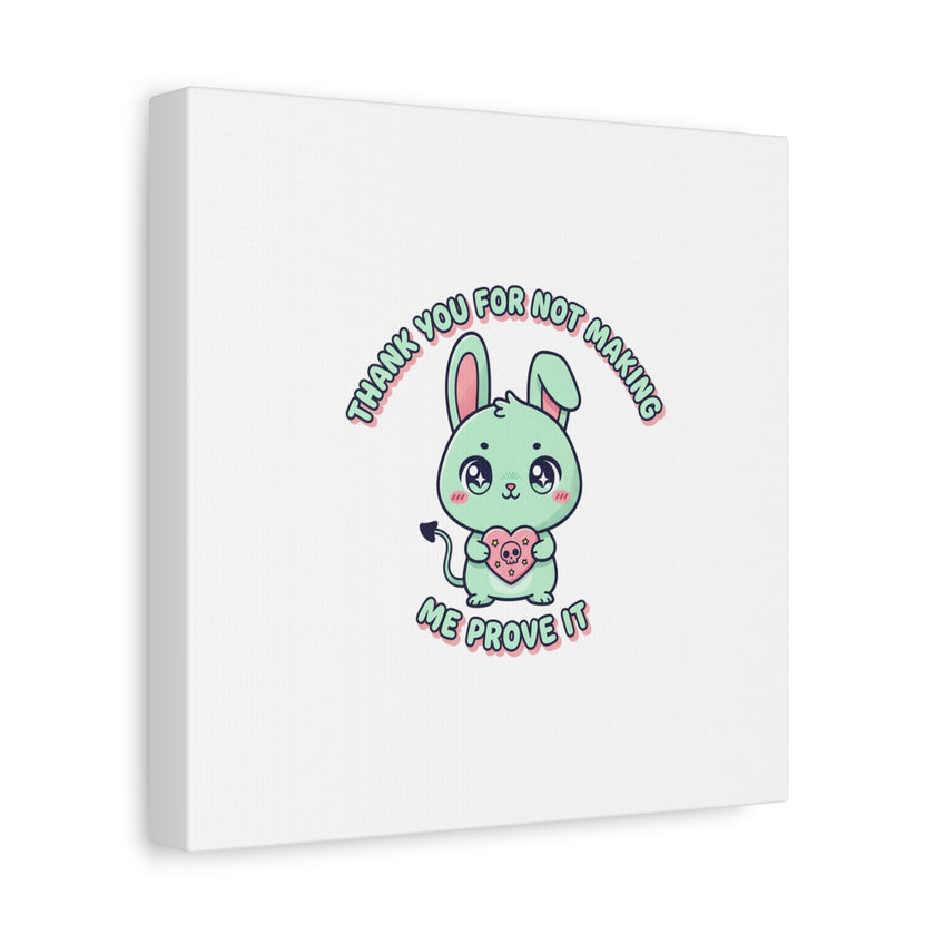 Cute Menacing Bunny Canvas | Soft Threat kawaii, pastel sarcastic art