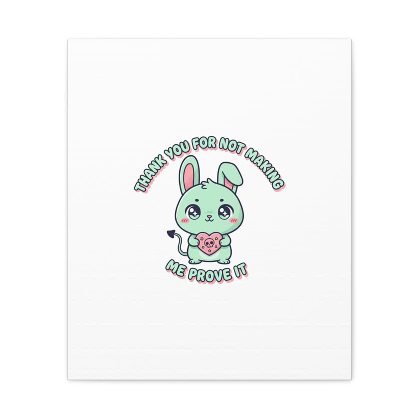 Cute Menacing Bunny Canvas | Soft Threat kawaii, pastel sarcastic art
