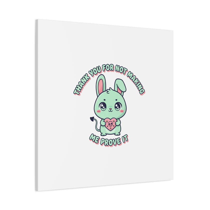 Cute Menacing Bunny Canvas | Soft Threat kawaii, pastel sarcastic art