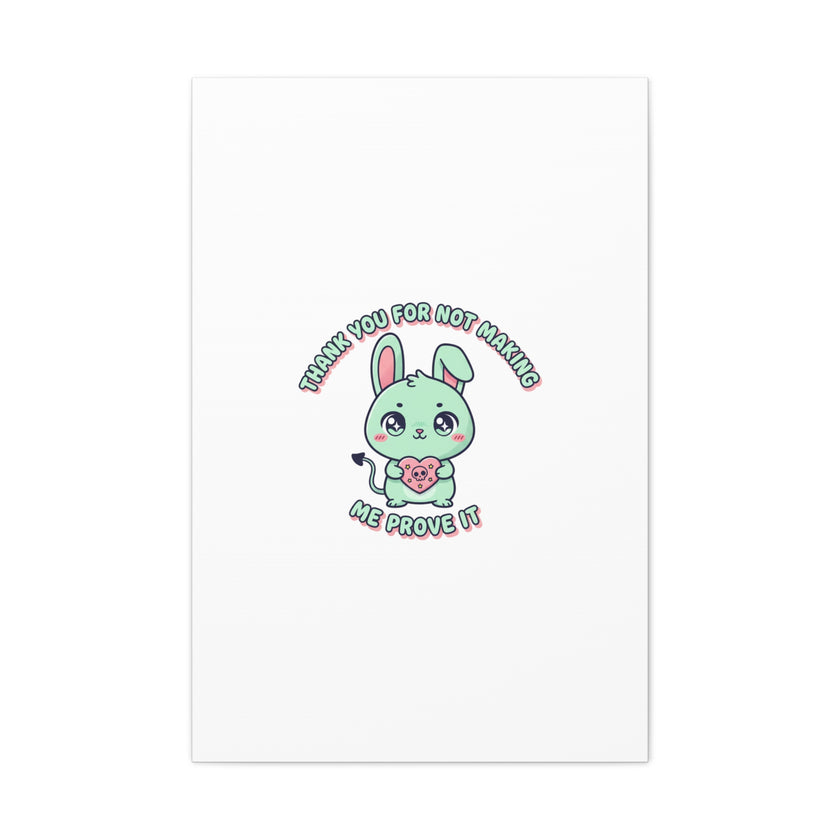 Cute Menacing Bunny Canvas | Soft Threat kawaii, pastel sarcastic art